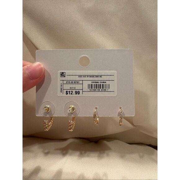 SUGARFIX Baublebar Set of Gold-Tone Hoop Earrings NWT - Picture 3 of 6